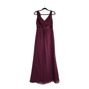 David’s Bridal Crinkle Chiffon Ruffle Gown – Wine Women’s Size: 6